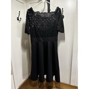 Miusol Black A Line Dress Lace Scalloped Neckline Women’s Large See Measurements